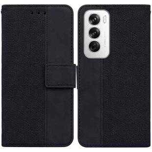 For OPPO Reno12 5G Global Geometric Embossed Leather Phone Case(Black)