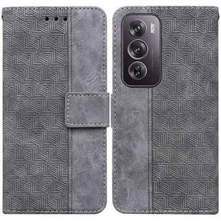 For OPPO Reno12 Pro 5G Global Geometric Embossed Leather Phone Case(Grey)