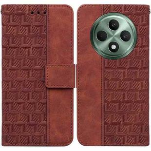 For OPPO Reno12 F 5G Geometric Embossed Leather Phone Case(Brown)