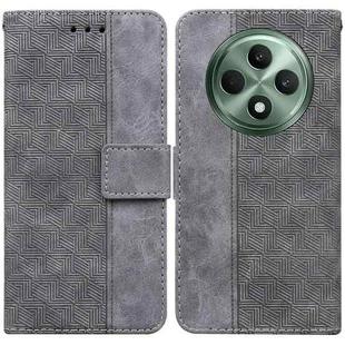 For OPPO Reno12 F 5G Geometric Embossed Leather Phone Case(Grey)