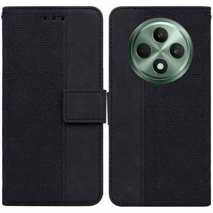 For OPPO Reno12 F 5G Geometric Embossed Leather Phone Case(Black)