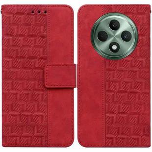 For OPPO Reno12 F 5G Geometric Embossed Leather Phone Case(Red)