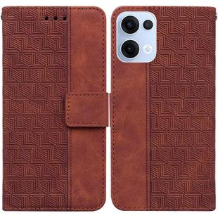 For OPPO Reno13 Global Geometric Embossed Leather Phone Case(Brown)