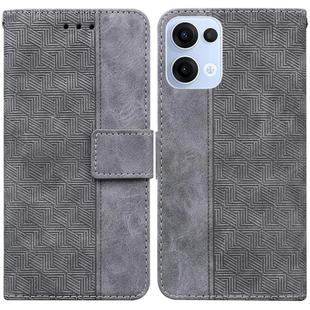 For OPPO Reno13 Global Geometric Embossed Leather Phone Case(Grey)