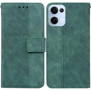 For OPPO Reno13 Global Geometric Embossed Leather Phone Case(Green)