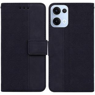 For OPPO Reno13 Global Geometric Embossed Leather Phone Case(Black)