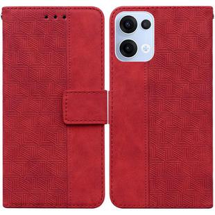 For OPPO Reno13 Global Geometric Embossed Leather Phone Case(Red)