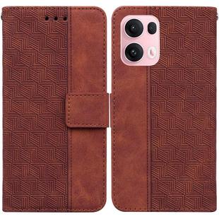 For OPPO Reno13 Pro Global Geometric Embossed Leather Phone Case(Brown)