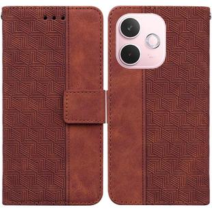 For OPPO A5 Pro 5G Geometric Embossed Leather Phone Case(Brown)
