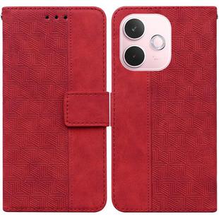 For OPPO A5 Pro 5G Geometric Embossed Leather Phone Case(Red)