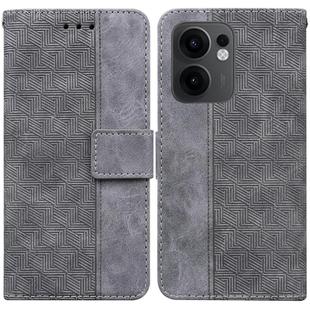 For OPPO Reno13 F 4G / 5G Geometric Embossed Leather Phone Case(Grey)
