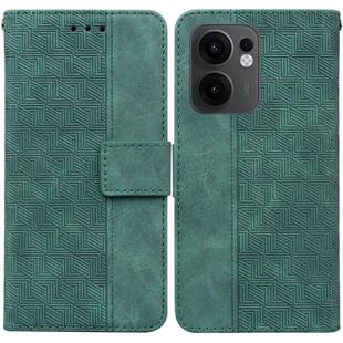 For OPPO Reno13 F 4G / 5G Geometric Embossed Leather Phone Case(Green)