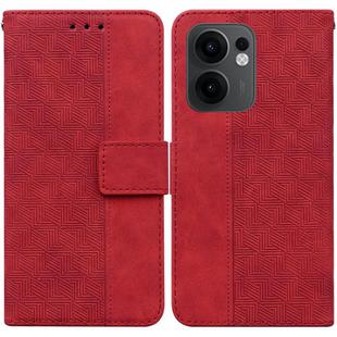 For OPPO Reno13 F 4G / 5G Geometric Embossed Leather Phone Case(Red)