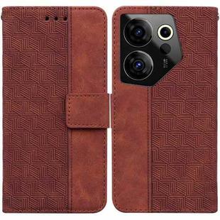 For Tecno Camon 20 Premier 5G Geometric Embossed Leather Phone Case(Brown)