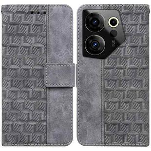 For Tecno Camon 20 Premier 5G Geometric Embossed Leather Phone Case(Grey)