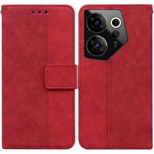 For Tecno Camon 20 Premier 5G Geometric Embossed Leather Phone Case(Red)