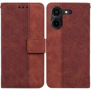 For Tecno Pova 5 Pro Geometric Embossed Leather Phone Case(Brown)