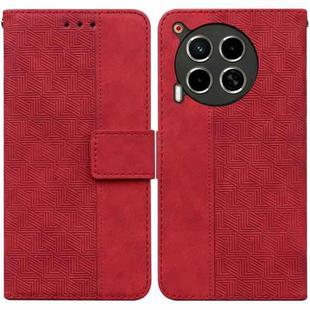 For Tecno Camon 30 4G / 30 5G CL6 CL7 Geometric Embossed Leather Phone Case(Red)