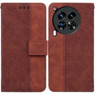 For Tecno Camon 30 Premier 5G Geometric Embossed Leather Phone Case(Brown)