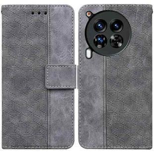 For Tecno Camon 30 Premier 5G Geometric Embossed Leather Phone Case(Grey)