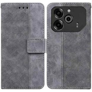 For Tecno Pova 6 Pro / Pova 6 Geometric Embossed Leather Phone Case(Grey)