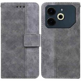 For Tecno Pova 6 Neo Geometric Embossed Leather Phone Case(Grey)