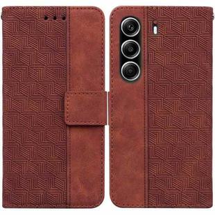 For Tecno Camon 40 Pro 4G Geometric Embossed Leather Phone Case(Brown)