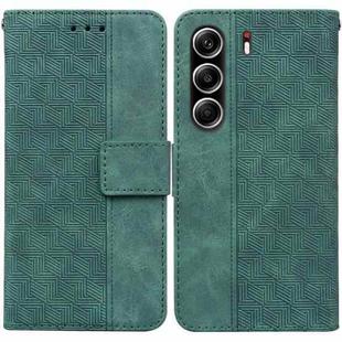 For Tecno Camon 40 Pro 4G Geometric Embossed Leather Phone Case(Green)