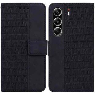 For Tecno Camon 40 Pro 4G Geometric Embossed Leather Phone Case(Black)