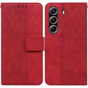 For Tecno Camon 40 Pro 4G Geometric Embossed Leather Phone Case(Red)