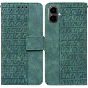 For Tecno Pop 10 / Spark Go 2 4G Geometric Embossed Leather Phone Case(Green)