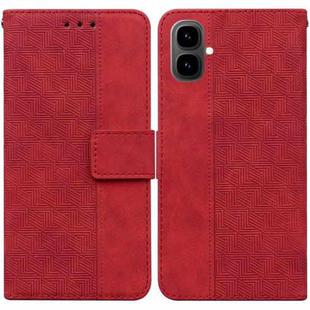 For Tecno Pop 10 / Spark Go 2 4G Geometric Embossed Leather Phone Case(Red)
