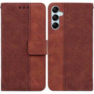For Samsung Galaxy M54 Geometric Embossed Leather Phone Case(Brown)