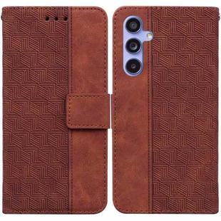 For Samsung Galaxy S23 FE 5G Geometric Embossed Leather Phone Case(Brown)