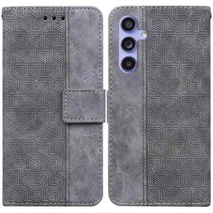 For Samsung Galaxy S23 FE 5G Geometric Embossed Leather Phone Case(Grey)