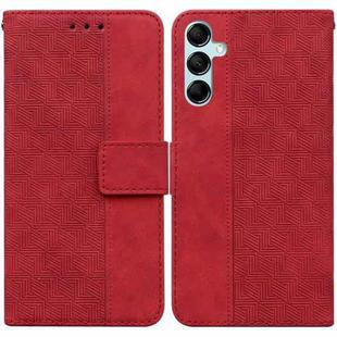 For Samsung Galaxy M34 5G/F34 5G Geometric Embossed Leather Phone Case(Red)