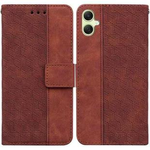 For Samsung Galaxy A05 Geometric Embossed Leather Phone Case(Brown)