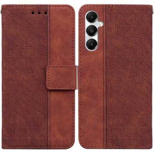 For Samsung Galaxy A05s Geometric Embossed Leather Phone Case(Brown)