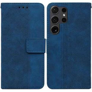 For Samsung Galaxy S24 Ultra 5G Geometric Embossed Leather Phone Case(Blue)