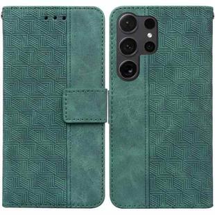 For Samsung Galaxy S24 Ultra 5G Geometric Embossed Leather Phone Case(Green)