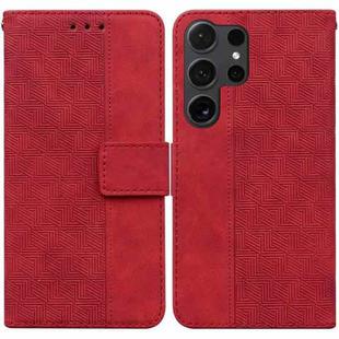 For Samsung Galaxy S24 Ultra 5G Geometric Embossed Leather Phone Case(Red)