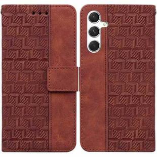 For Samsung Galaxy S24+ 5G Geometric Embossed Leather Phone Case(Brown)