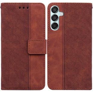 For Samsung Galaxy M15/F15 Geometric Embossed Leather Phone Case(Brown)