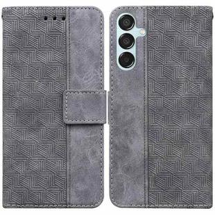 For Samsung Galaxy M15/F15 Geometric Embossed Leather Phone Case(Grey)