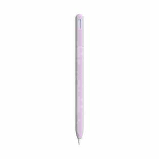 For Apple Pencil 2 LOVE MEI Frosted Leather Texture Silicone Protective Pen Case(Purple)