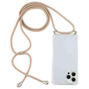 For iPhone 16 Pro Four-Corner Shockproof Transparent TPU Case with Lanyard(Gold)