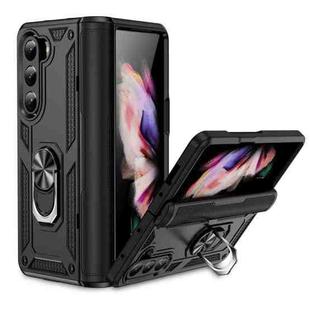 For Samsung Galaxy Z Fold5 Shockproof TPU + PC Phone Case with Protective Strap(Black)