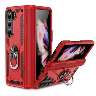 For Samsung Galaxy Z Fold5 Shockproof TPU + PC Phone Case with Protective Strap(Red)