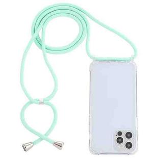 For iPhone 15 Pro Max Transparent Acrylic Airbag Shockproof Phone Protective Case with Lanyard(Mint Green)