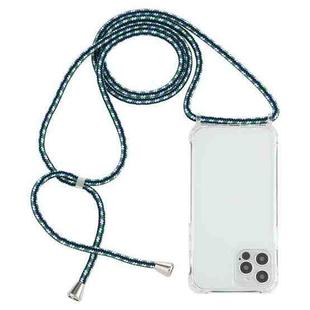 For iPhone 15 Pro Transparent Acrylic Airbag Shockproof Phone Protective Case with Lanyard(Green White Blue)